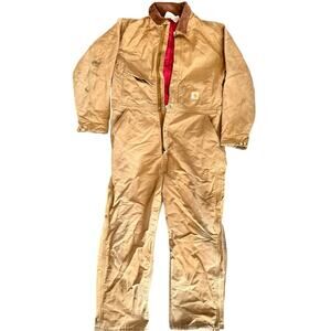 Vintage Carhartt X01 Brown Quilt Lined Duck Coveralls Size 52 Tall